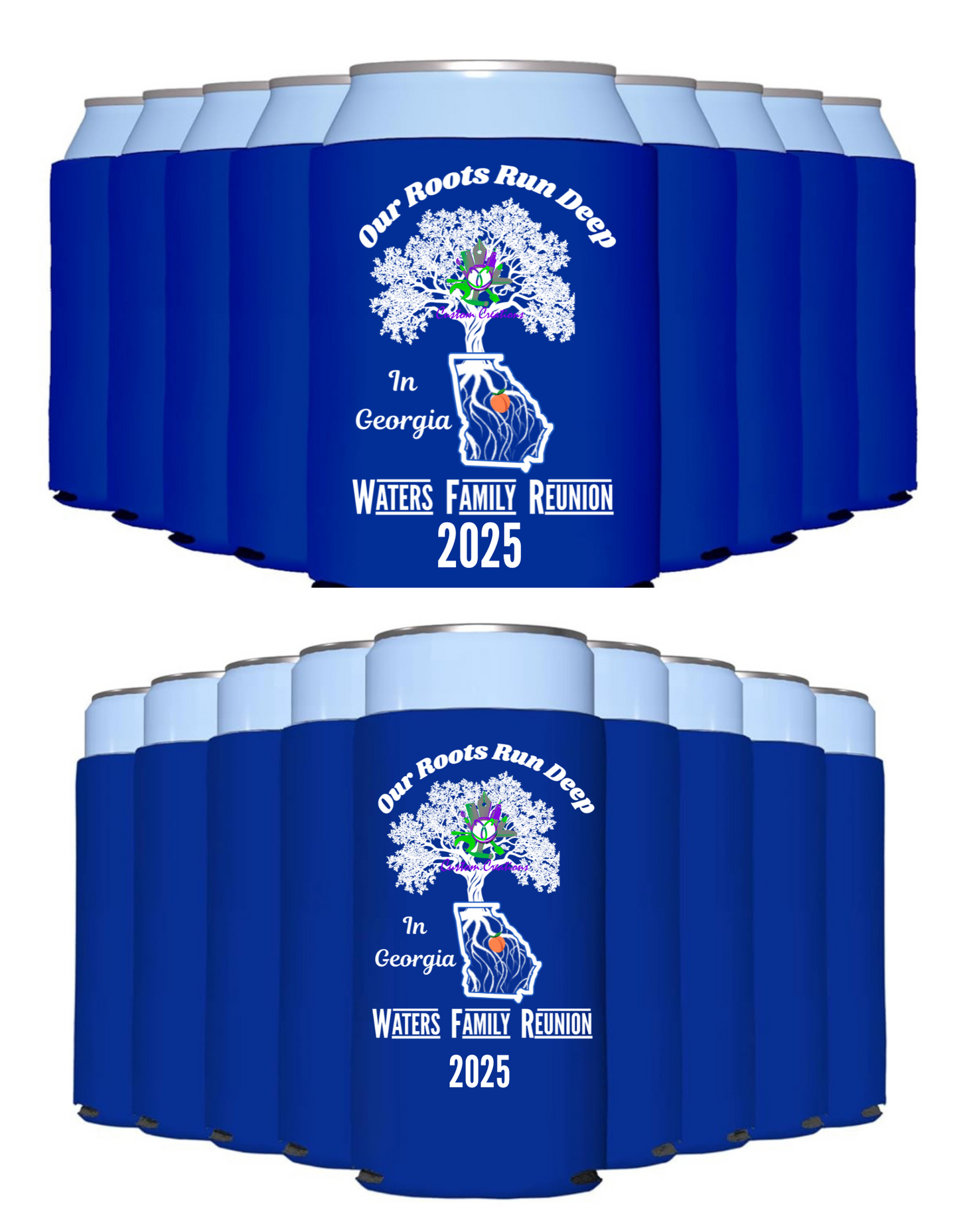 Water family reunion koozies