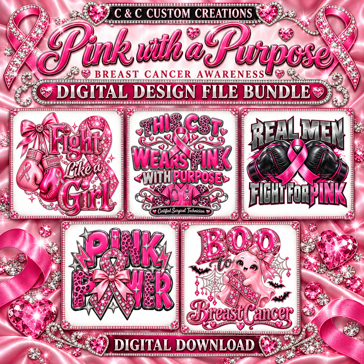 Pink with a Purpose Design Bundle – All 10 Digital Files